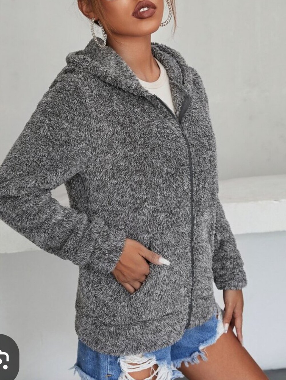 Columbia Gray Hooded Teddy Jacket